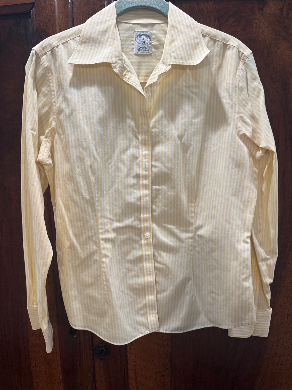 Brooks Brothers Non Iron Yellow and White Striped Button-Down Shirt